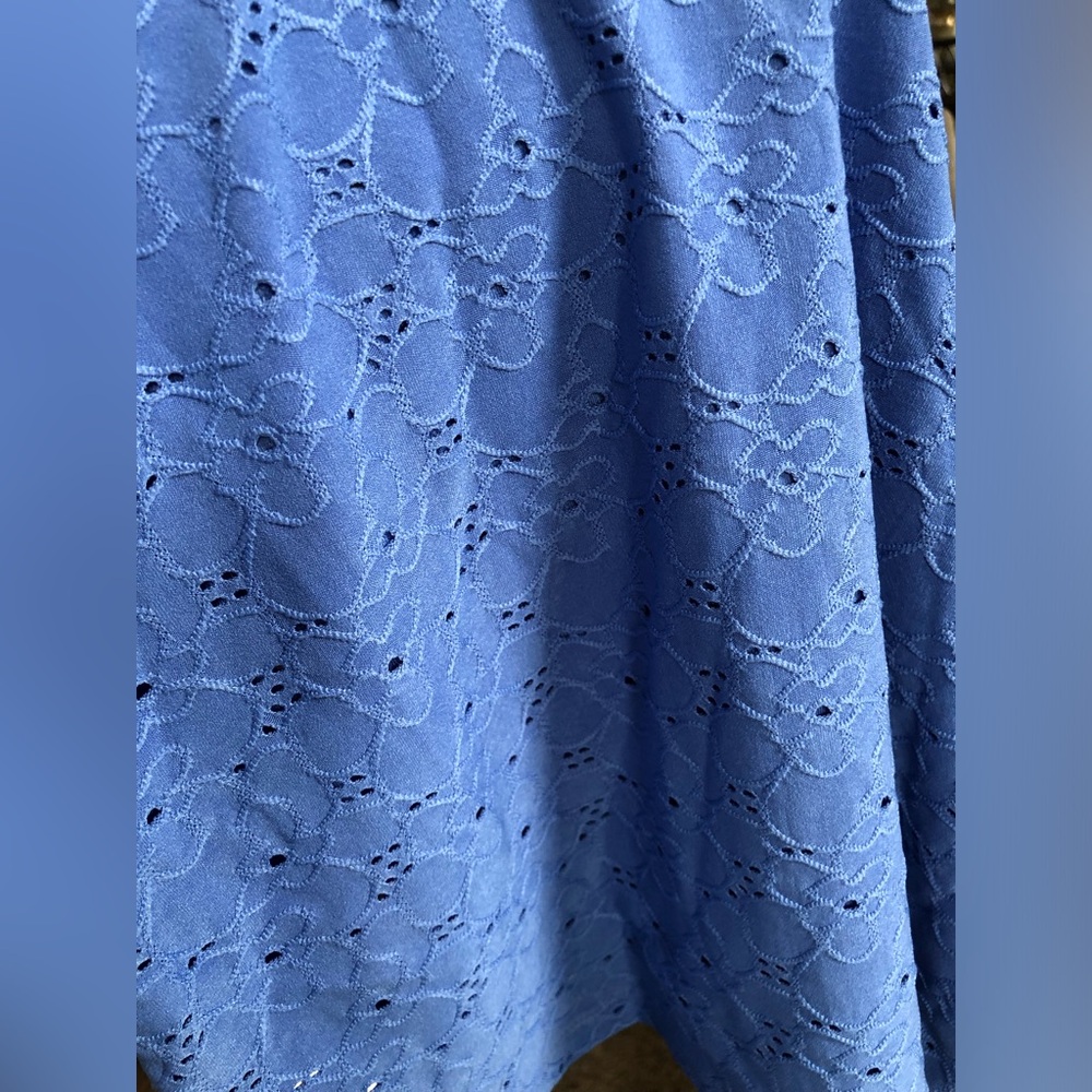 *NWT* Michael Kors Women's L Floral Lace Eyelet Blue Flutter Sleeved Blouse - Picture 11 of 11